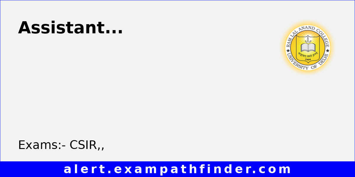 Assistant Professor Post in Ram Lal Anand College via Direct Recruitment