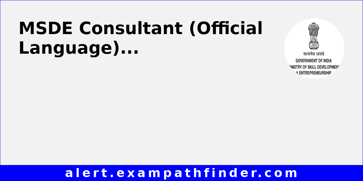 MSDE Consultant (Official Language)