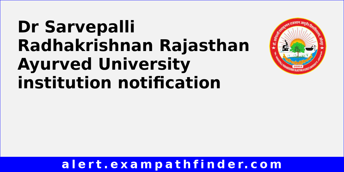Dr Sarvepalli Radhakrishnan Rajasthan Ayurved University - All upcoming ...