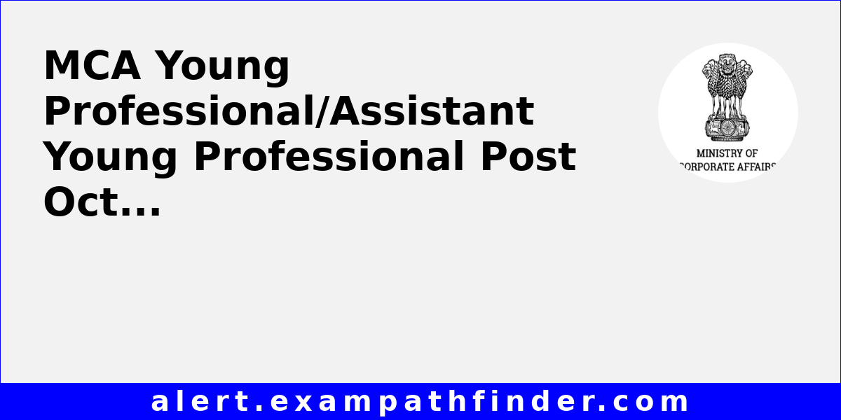 Mca Young Professional Assistant Young Professional Post October 2025