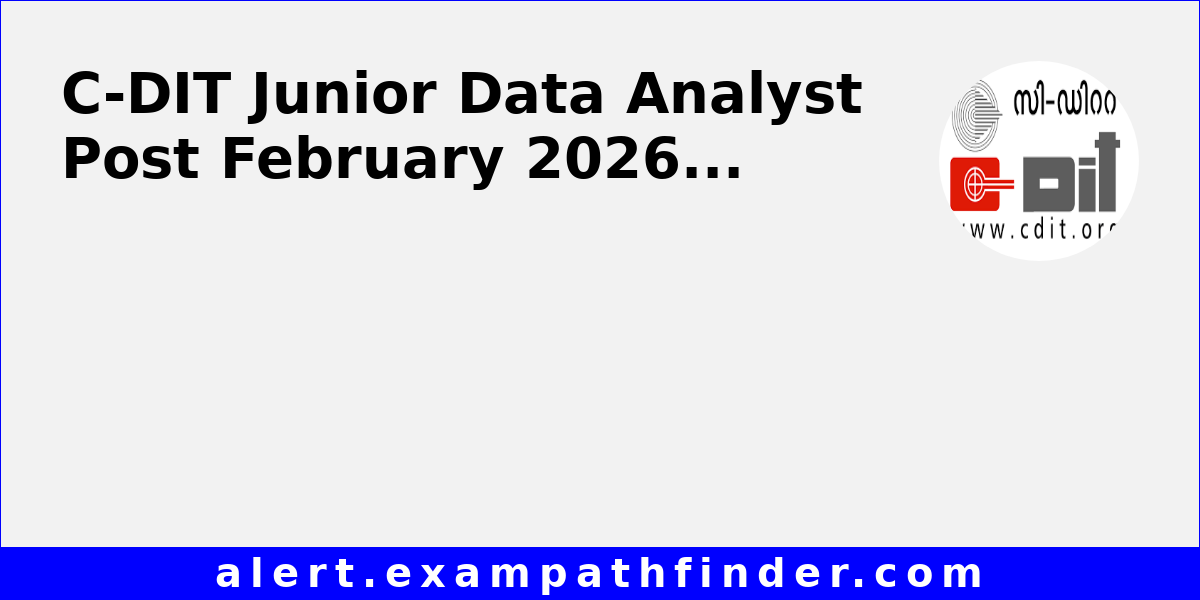 C-DIT Junior Data Analyst Post February 2026