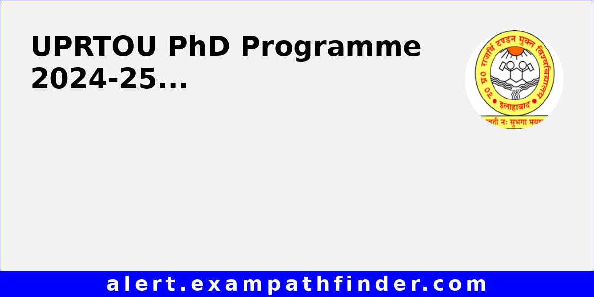 UPRTOU PhD Programme 202425