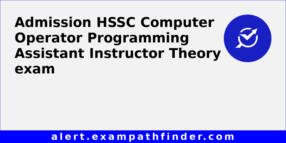 HSSC Computer Operator Programming Assistant Instructor Theory - All ...